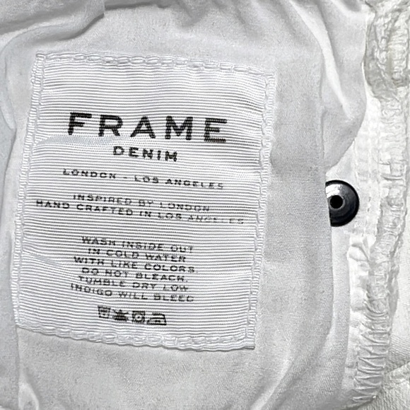 FRAME Denim Le Skinny Jefferson White Distressed Raw Hem Designer Jeans 26 - Picture 6 of 11